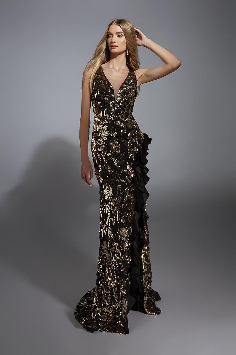 Alyce Prom Dress 61975 - Black/Gold