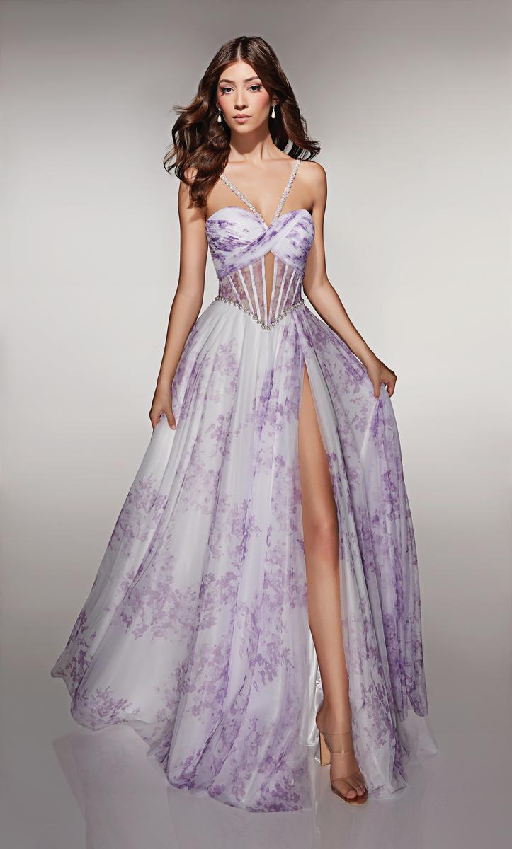 Alyce Prom Dress 61994 - Lilac-White