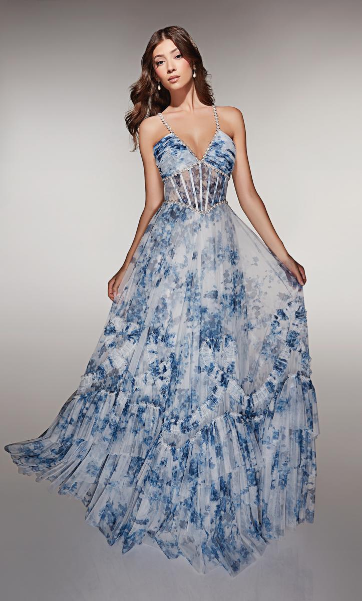 Alyce Prom Dress 62028 - Blue-White