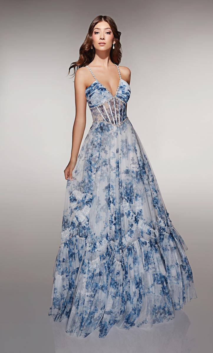 Alyce Prom Dress 62028 - Blue-White