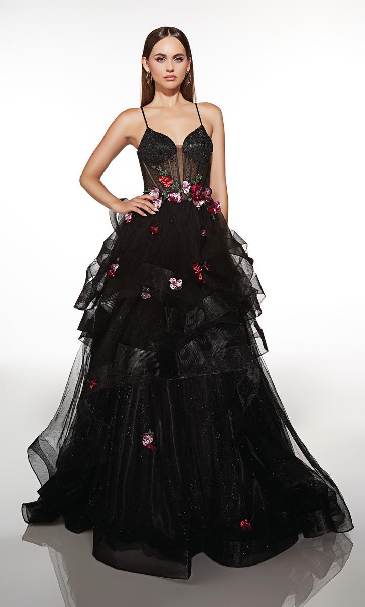 Alyce Prom Dress 62108 - Black-Multi