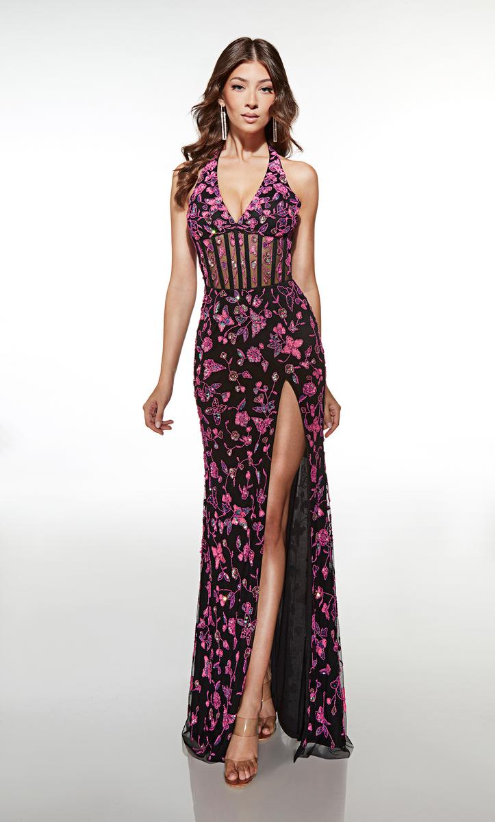 Alyce Prom Dress 62116 - Black-Barbie Pink
