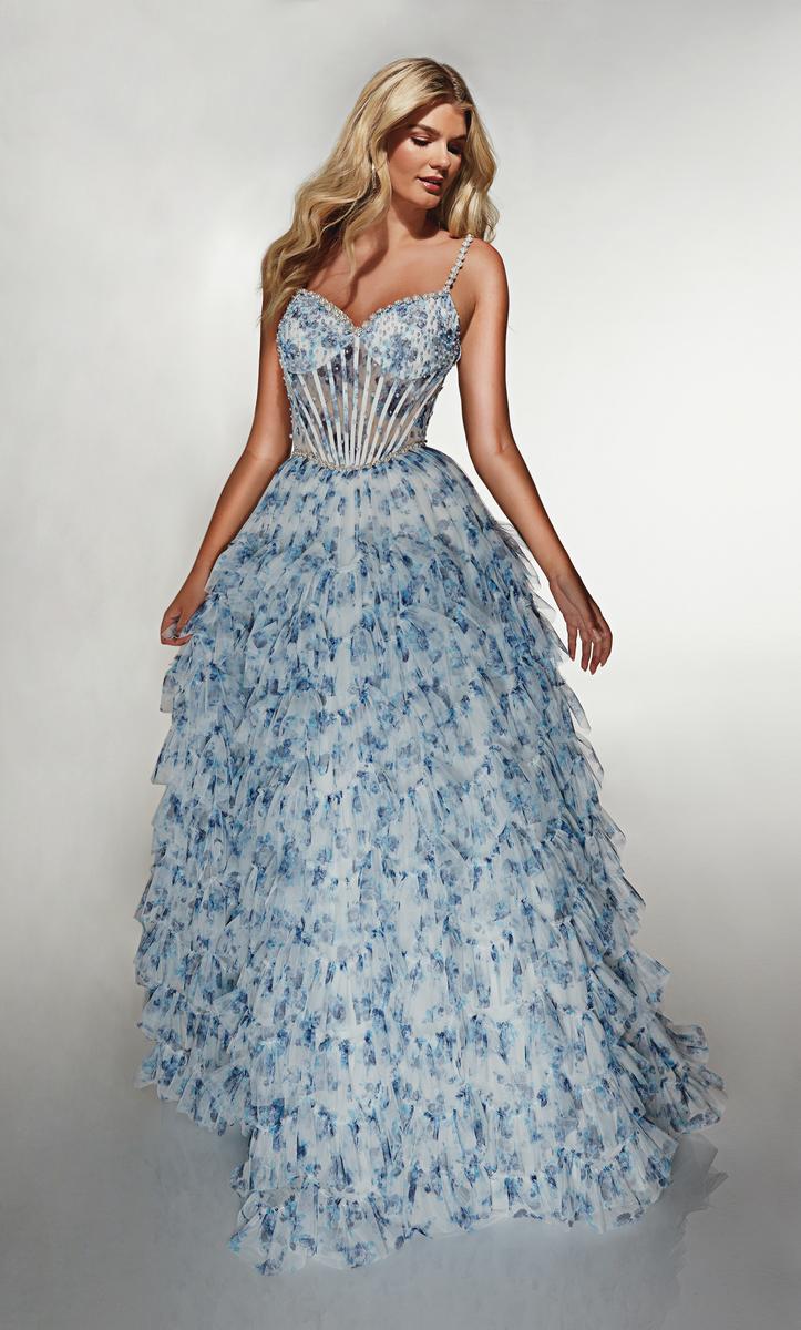 Alyce Prom Dress 62182 - Blue-White Rose