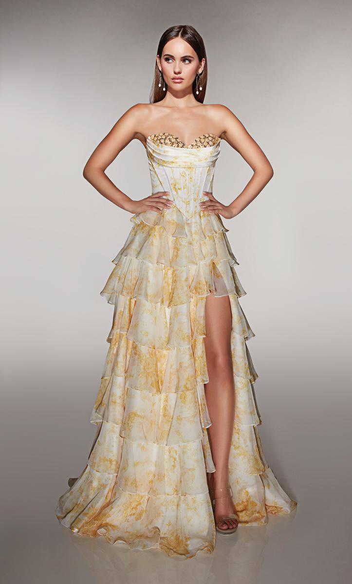 Alyce Prom Dress 62192 - Yellow-White