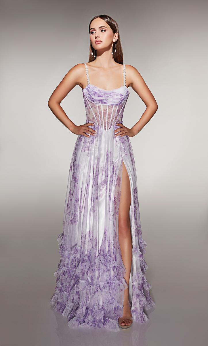 Alyce Prom Dress 62202 - Lilac-White