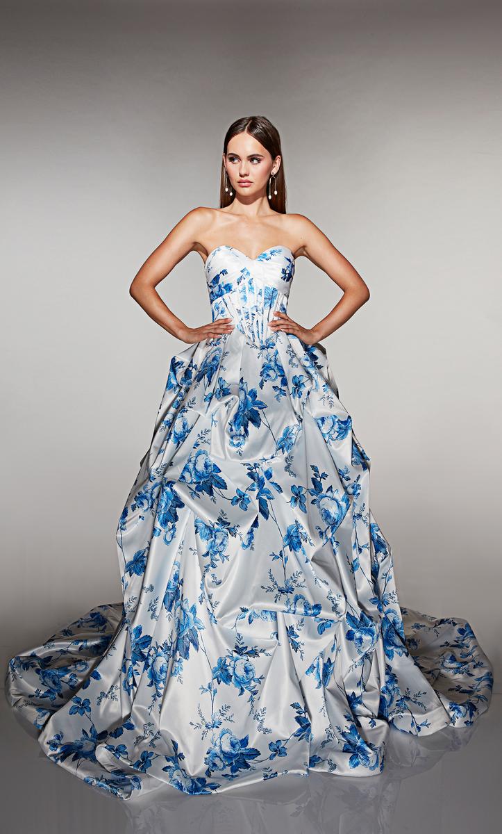 Alyce Prom Dress 62213 - Blue-White