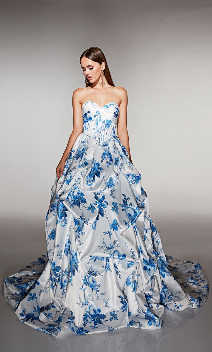 Alyce Prom Dress 62213 - Blue-White