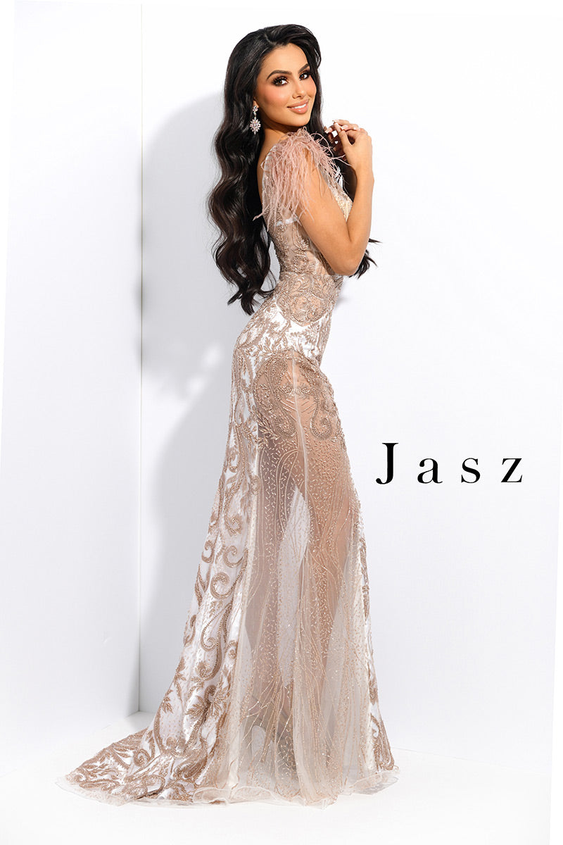 Jasz Couture Dress 7226 - White/Rose Gold