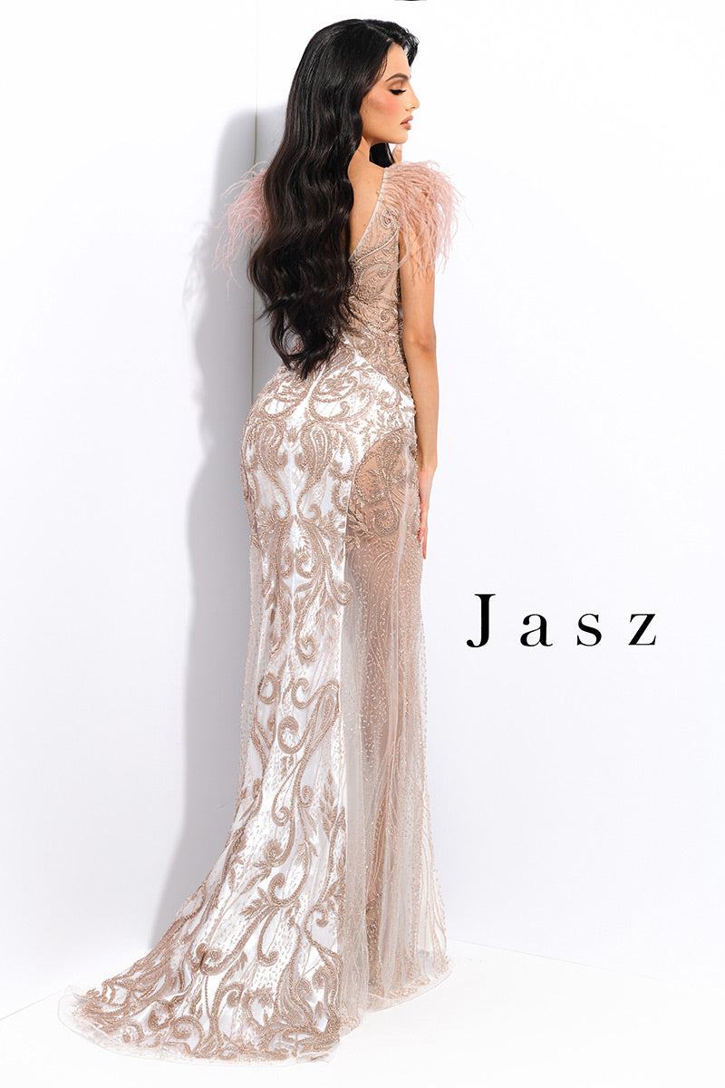 Jasz Couture Dress 7226 - White/Rose Gold