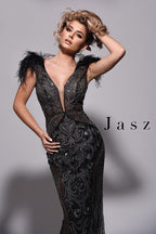 Jasz Couture Dress 7226 - Black/Gunmetal