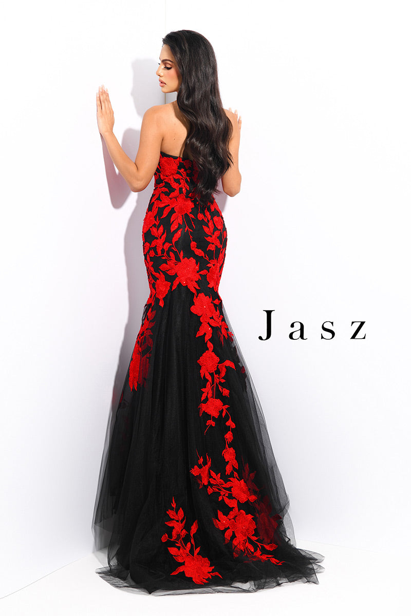 Jasz Couture Dress 7328 - Black/Red
