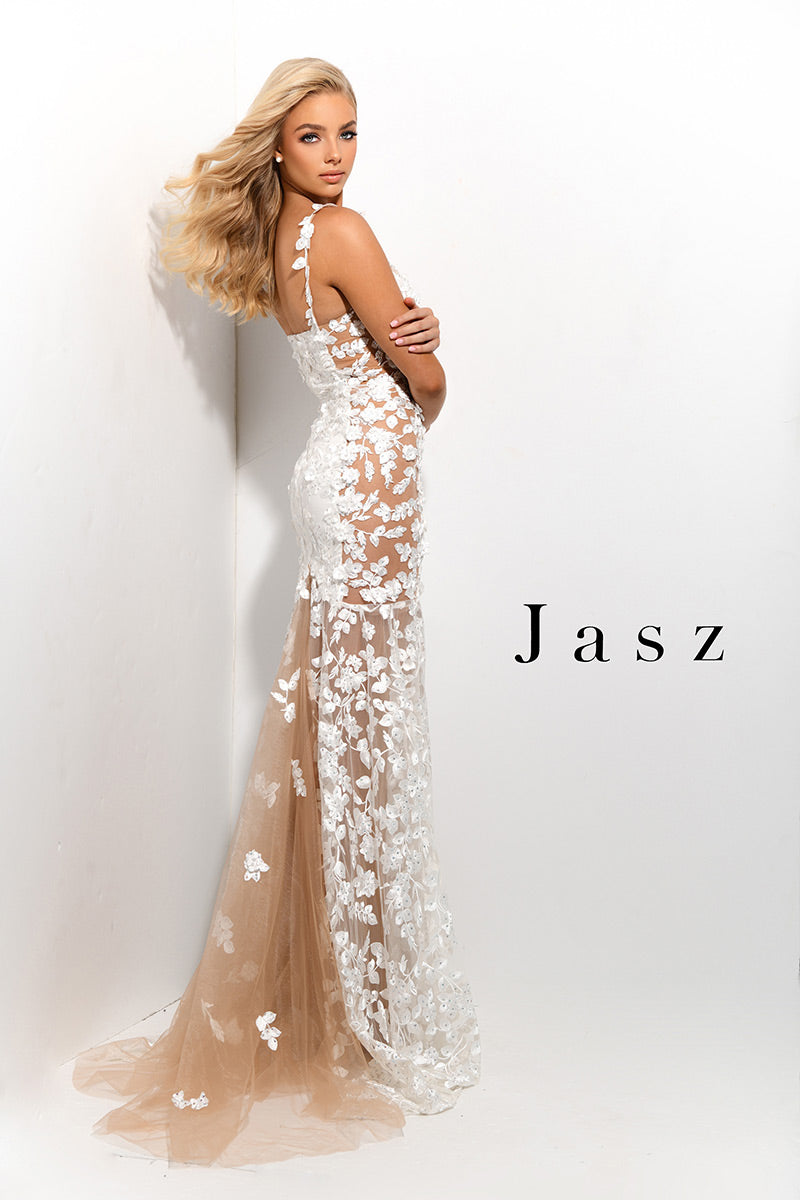 Jasz Couture Dress 7351 - White/Nude