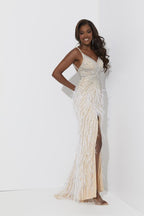 Jasz Couture Dress 7366 - Nude/White