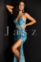 Jasz Couture Dress 7367 - Sky Blue