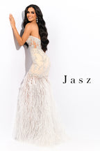 Jasz Couture Dress 7396 - Nude/White