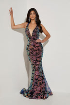 Jasz Couture Dress 7414 - Black/Multi