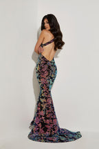 Jasz Couture Dress 7414 - Black/Multi