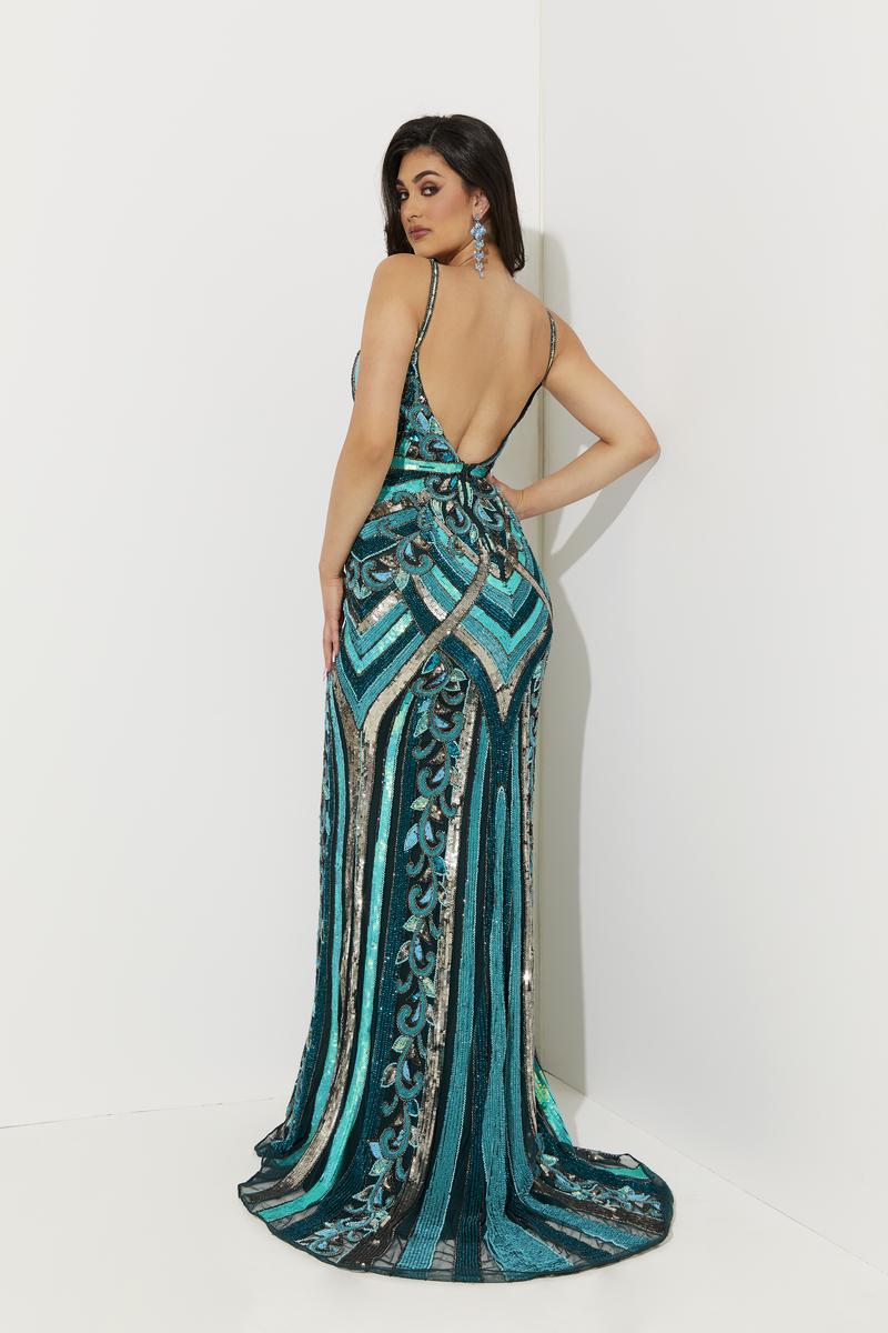 Jasz Couture Dress 7524 - Green/Multi