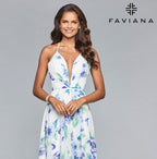 Faviana Dress 8093 - Ivory/Lavender