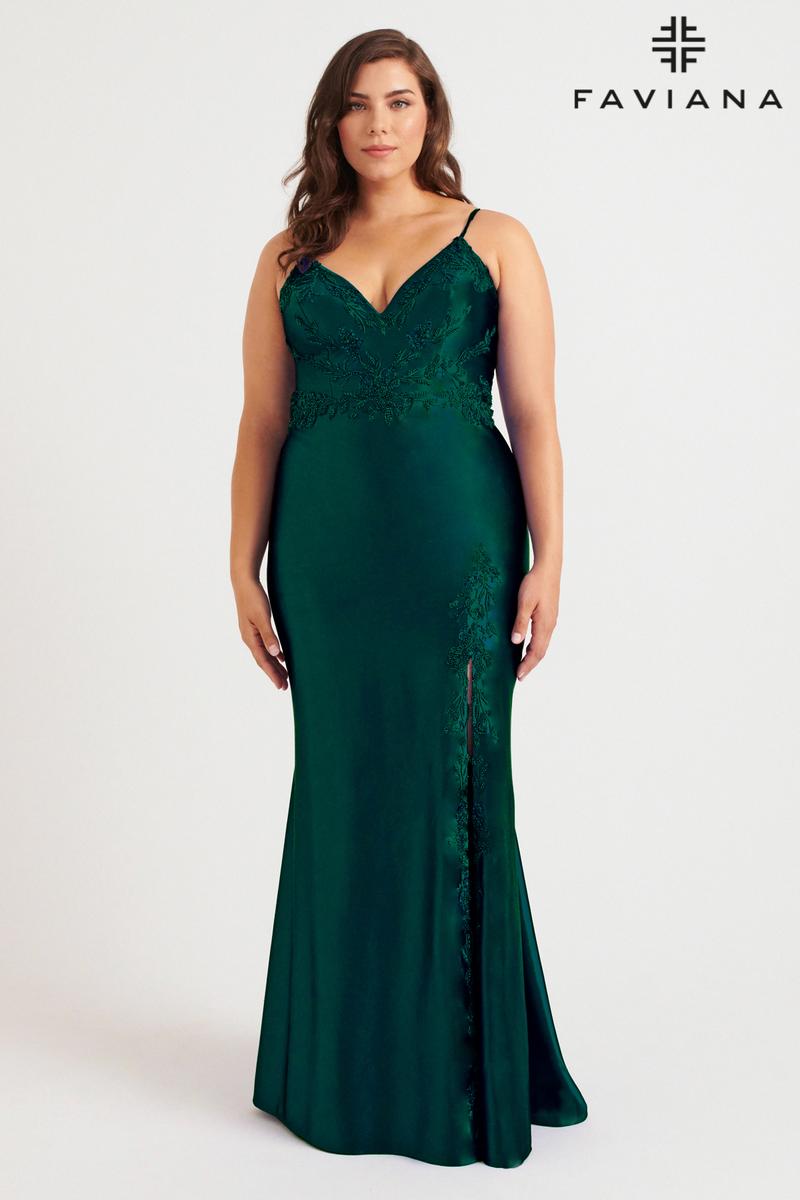 Faviana Plus Sizes Dress 9562 - Dark Hunter Green
