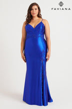 Faviana Plus Sizes Dress 9562 - Royal