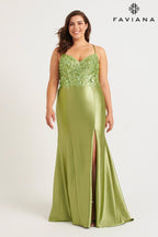 Faviana Plus Sizes Dress 9563 - Sage