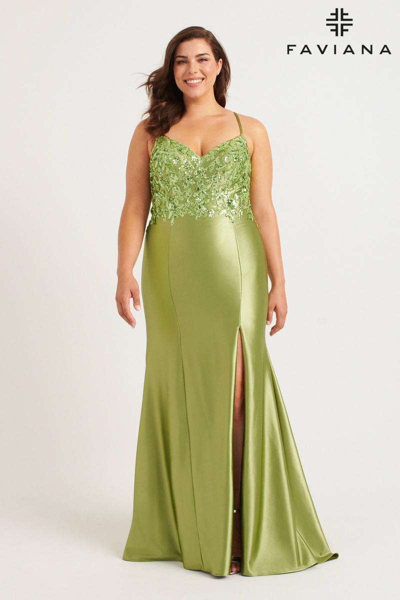 Faviana Plus Sizes Dress 9563 - Sage