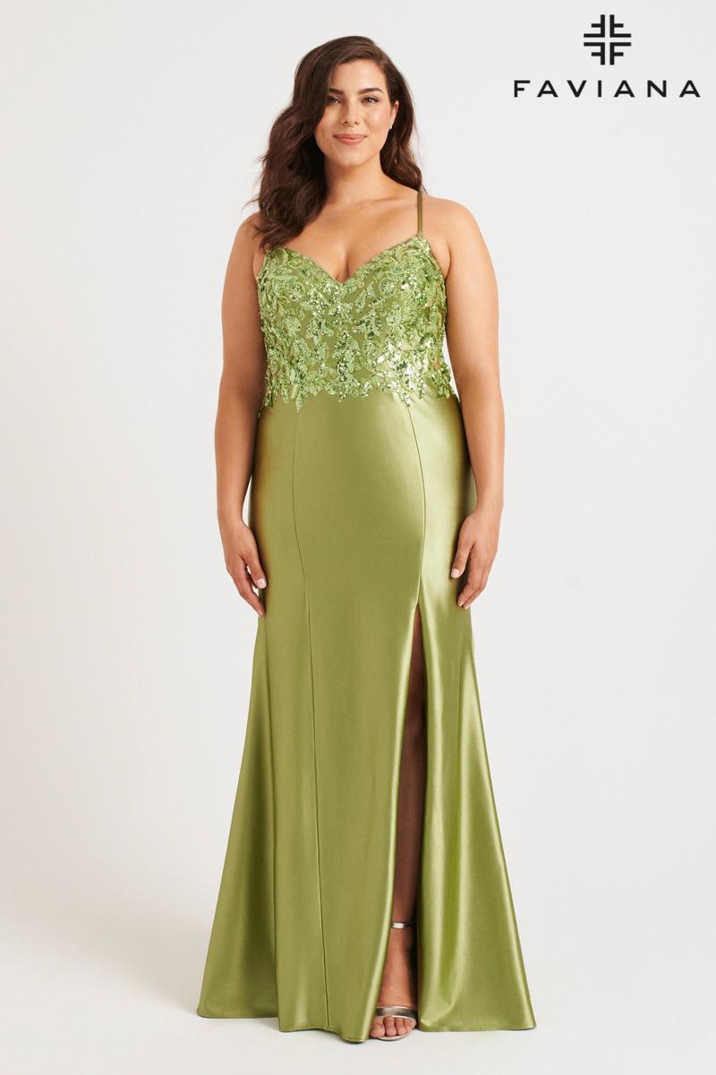 Faviana Plus Sizes Dress 9563 - Sage