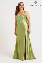 Faviana Plus Sizes Dress 9563 - Sage