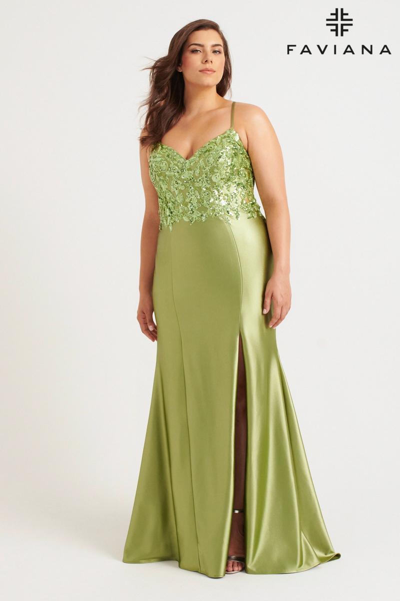 Faviana Plus Sizes Dress 9563 - Sage
