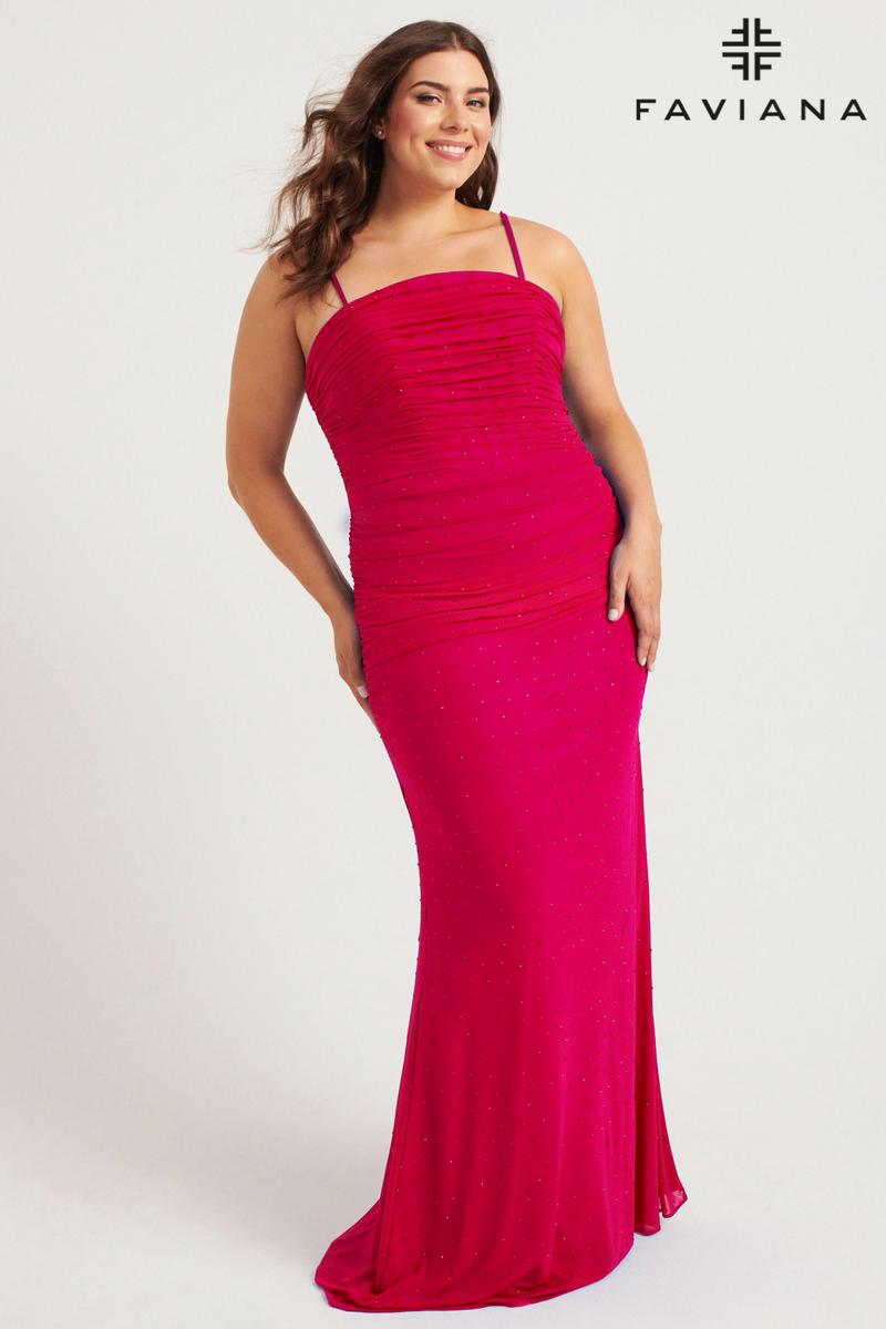 Faviana Plus Sizes Dress 9567 - Bright Fuchsia