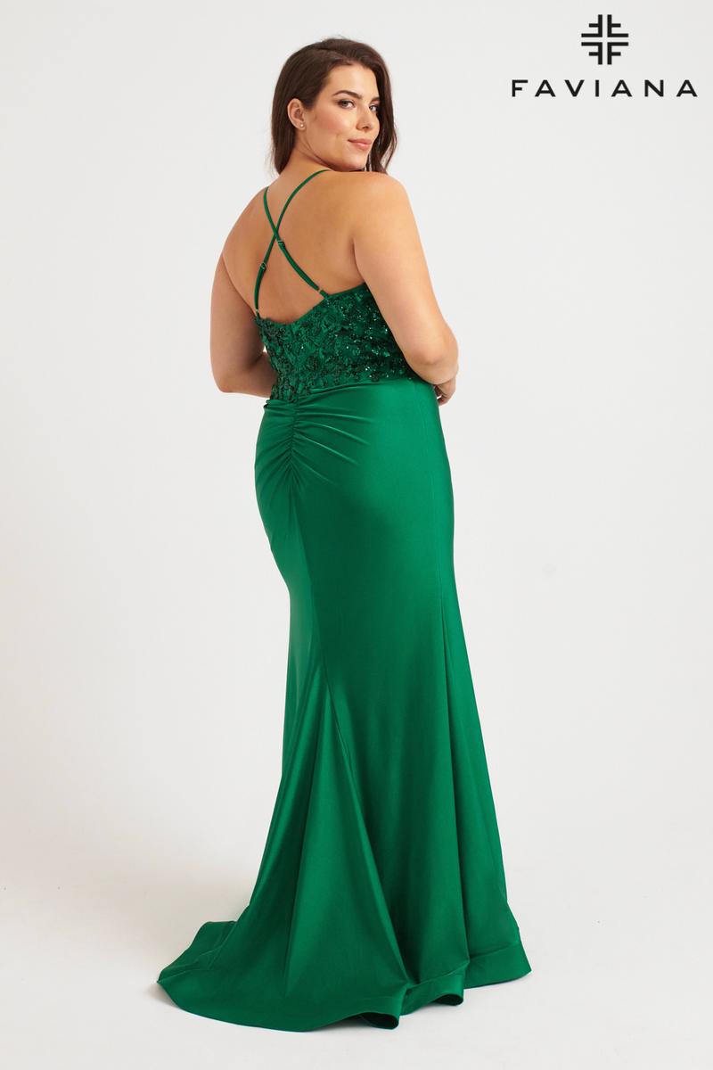 Faviana Plus Sizes Dress 9570 - Dark Emerald