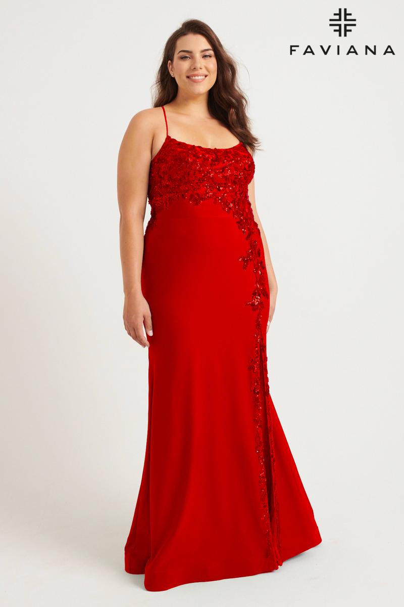 Faviana Plus Sizes Dress 9570 - Ruby