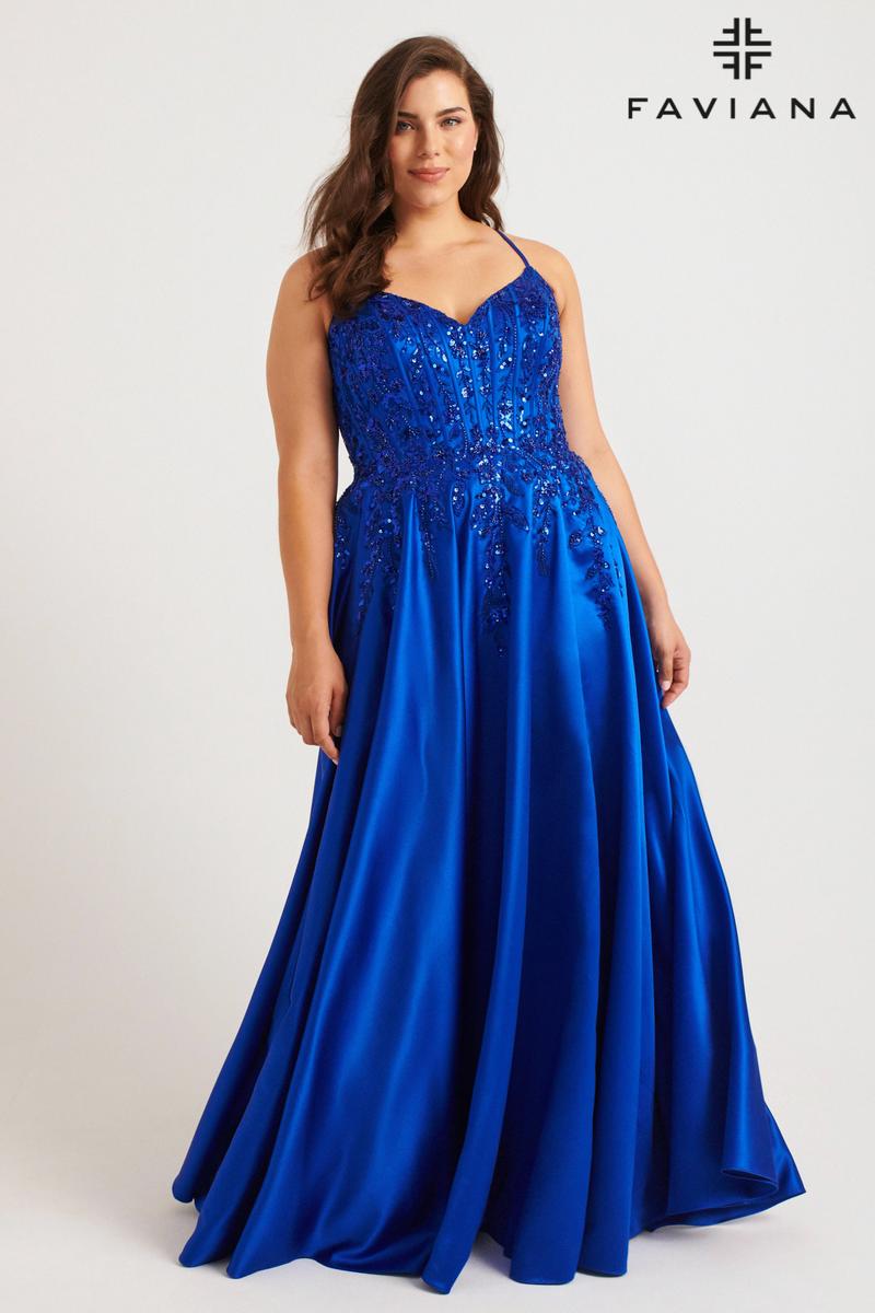 Faviana Plus Sizes Dress 9575 - Royal