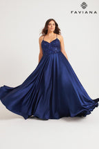 Faviana Plus Sizes Dress 9578 - Navy