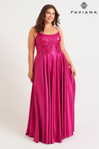 Faviana Plus Sizes Dress 9582 - Raspberry