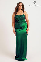 Faviana Plus Sizes Dress 9592 - Dark Emerald