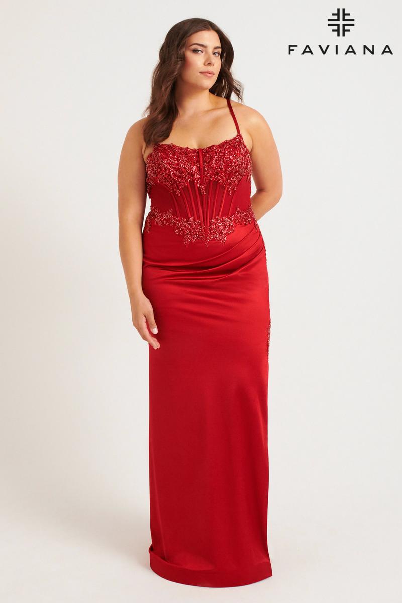 Faviana Plus Sizes Dress 9592 - Red