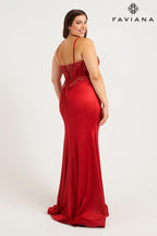 Faviana Plus Sizes Dress 9592 - Red