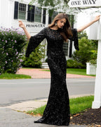Primavera Evening Dress 9713 - Black