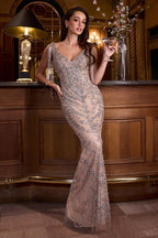 Ladivine Dress CR879 - Silver-nude
