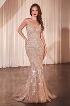 Ladivine Dress CZ0028 - Silver-nude