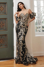 Ladivine Dress J844 - Black-gold
