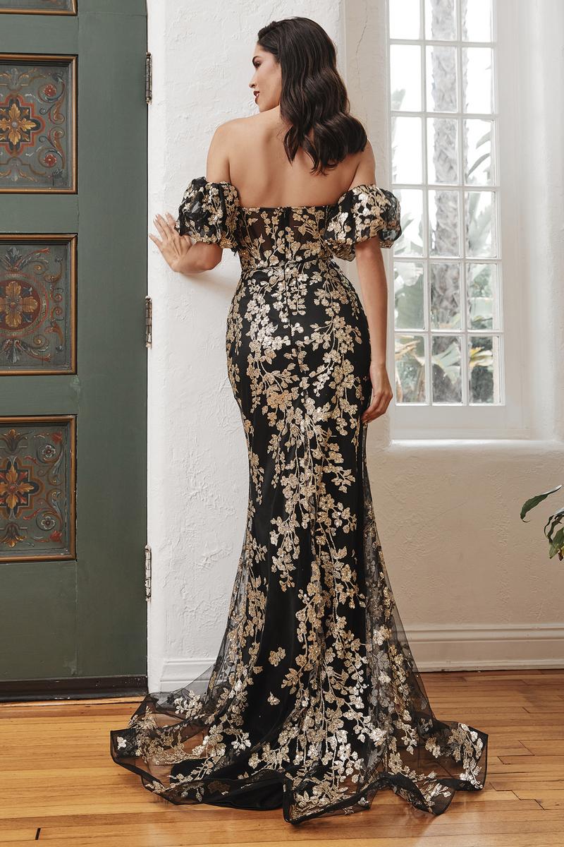 Ladivine Dress J844 - Black-gold