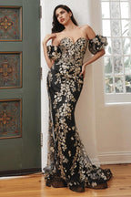 Ladivine Dress J844 - Black-gold