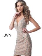 JVN by Jovani Homecoming Dress JVN2601 - Ivory/Nude