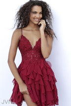 JVN by Jovani Homecoming Dress JVN62417 - Burgundy