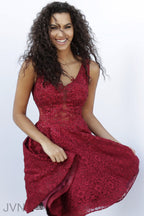 JVN by Jovani Homecoming Dress JVN62710 - Burgundy