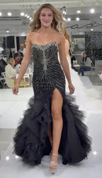 Jasz Couture Dress 7905 - Black/Gunmetal