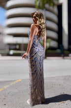 Jasz Couture Dress 7912 - Nude/Blue